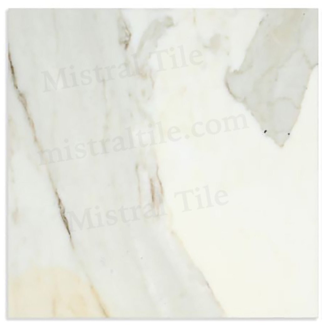 12x12 Polished Italian Calacatta Gold Marble Tile Version 2