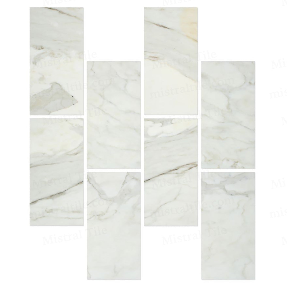 12x24 Polished Italian Calacatta Gold Marble Tile Vertical installation