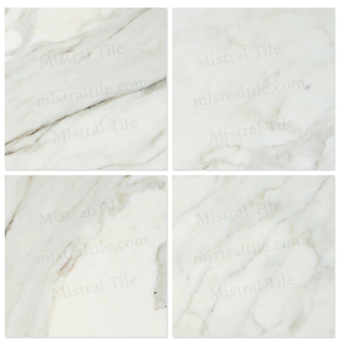18x18 Honed Italian Calacatta Gold Marble Tile installed view