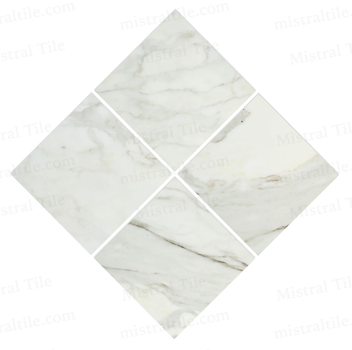 18x18 Polished Italian Calacatta Gold Marble Tile cross installation view