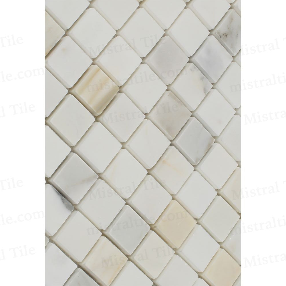 1x1 Honed Calacatta Gold Marble Square Mosaic Tile