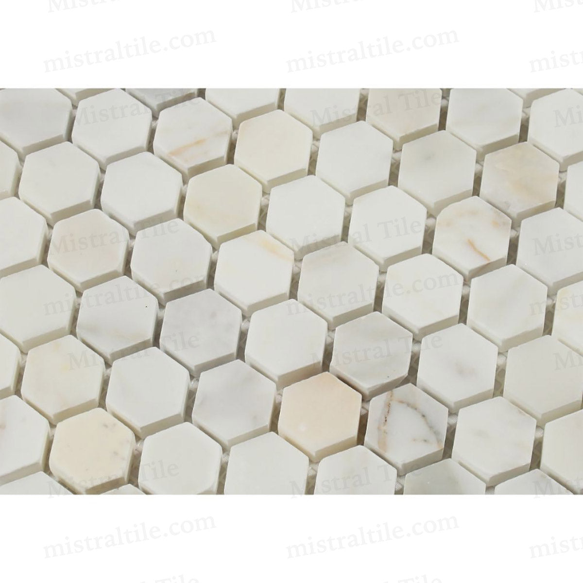 1x1 Polished Calacatta Gold Marble Hexagon Mosaic flooring