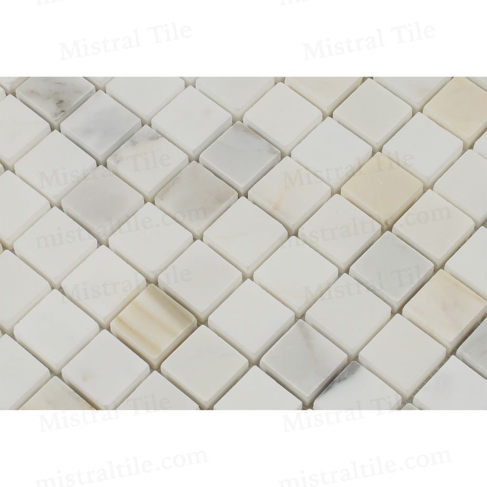 1x1 Polished Calacatta Gold Marble Square Mosaic Tile Flooring