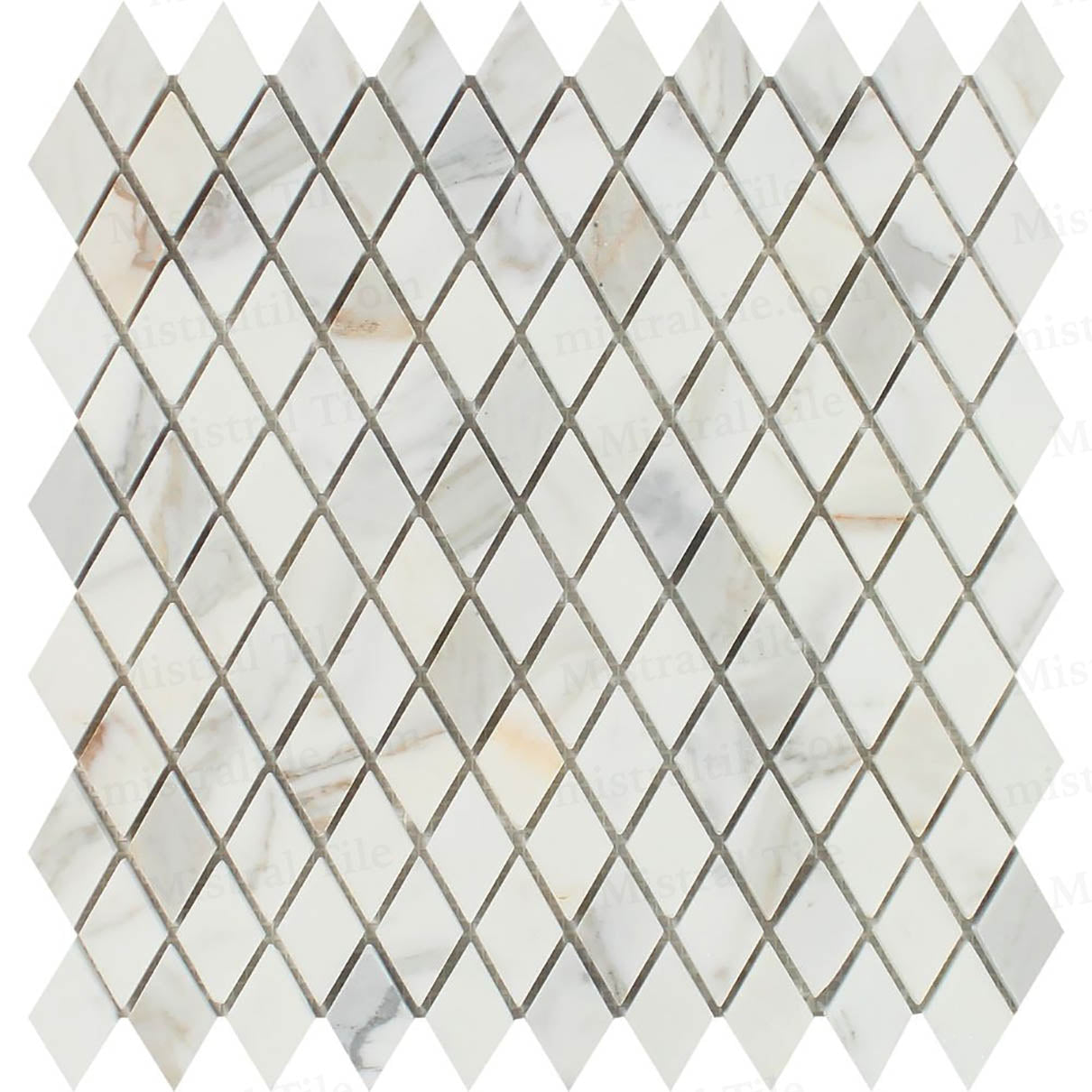 1x2 Honed Calacatta Gold Marble Diamond Mosaic Tile