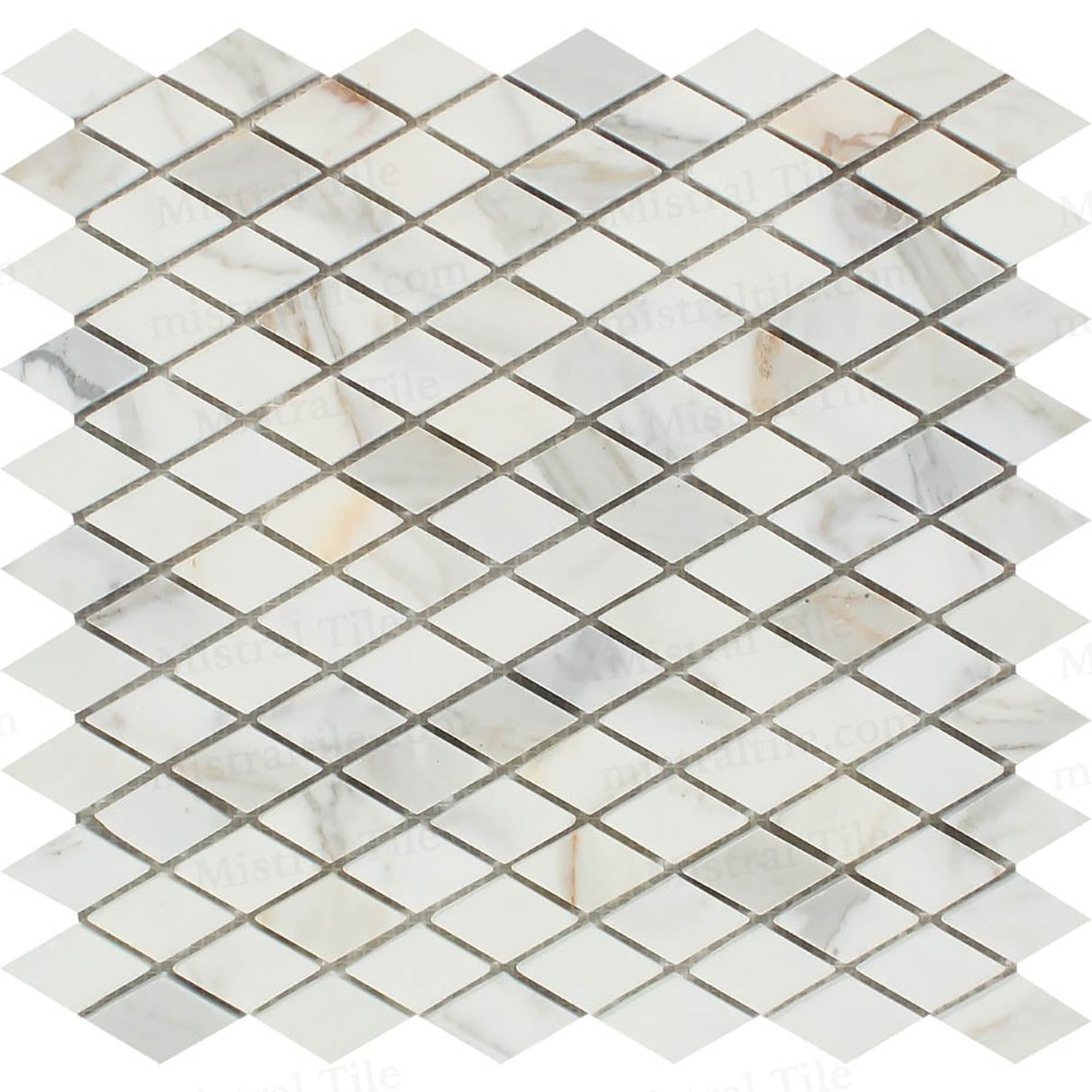 1x2 Honed Calacatta Gold Marble Diamond Mosaic