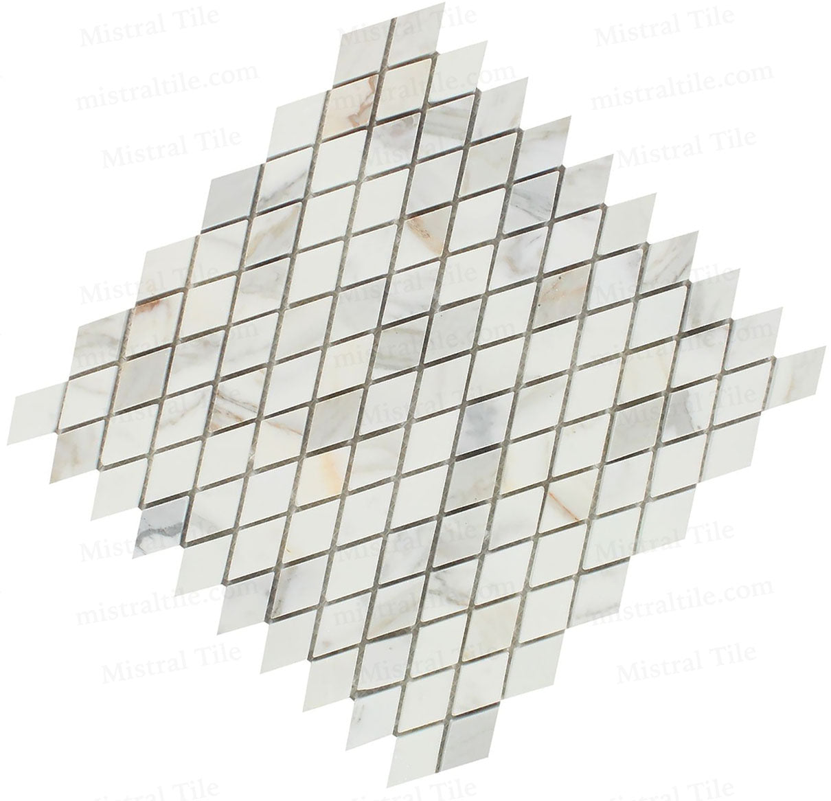 1x2 Honed Calacatta Gold Marble Diamond Mosaic Cross