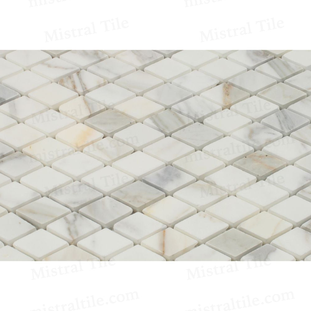 1x2 Honed Calacatta Gold Marble Diamond Mosaic Flooring