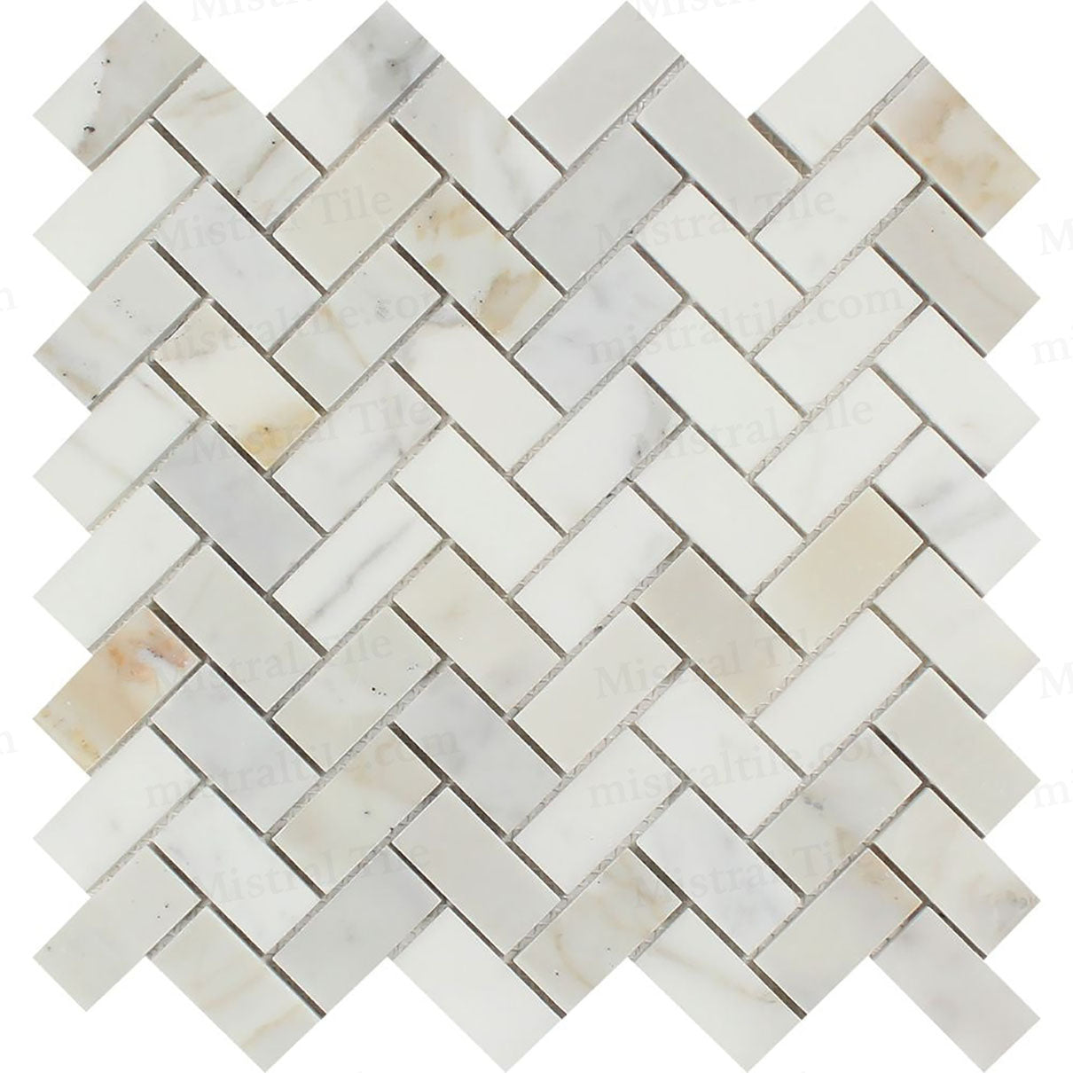 1x2 Zigzag Honed Calacatta Gold Herringbone Mosaic Tile