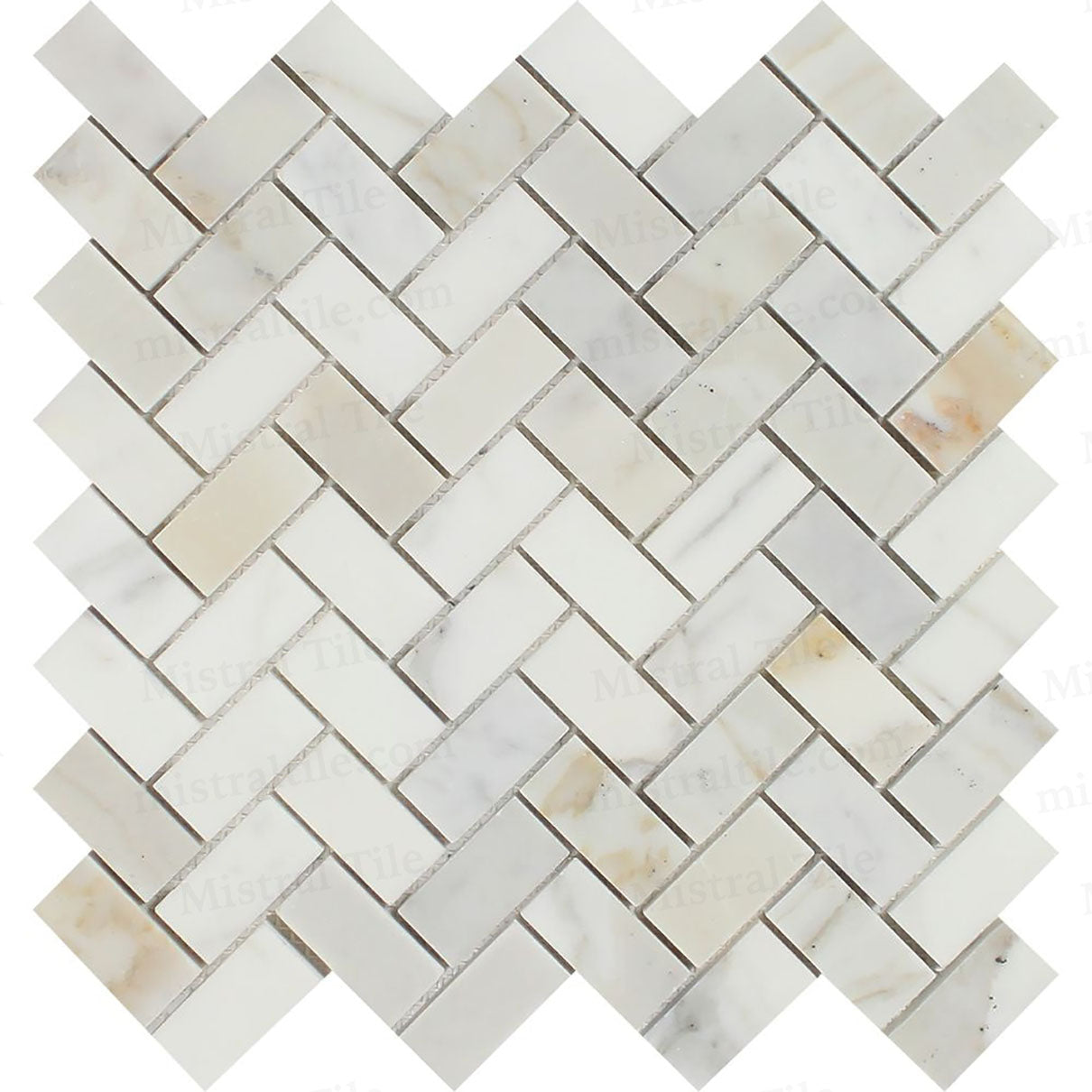 1x2 Zigzag Honed Calacatta Gold Herringbone Mosaic Tiles