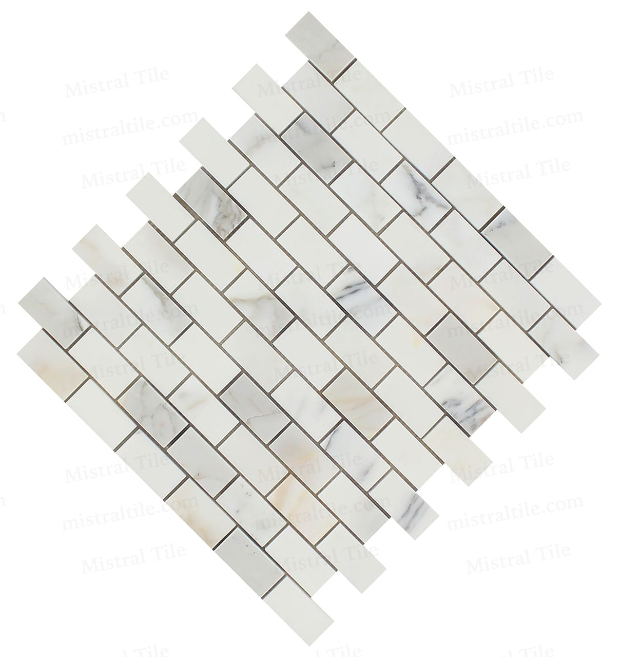 1x2 Polished Calacatta Gold Marble Brick Mosaic Tile