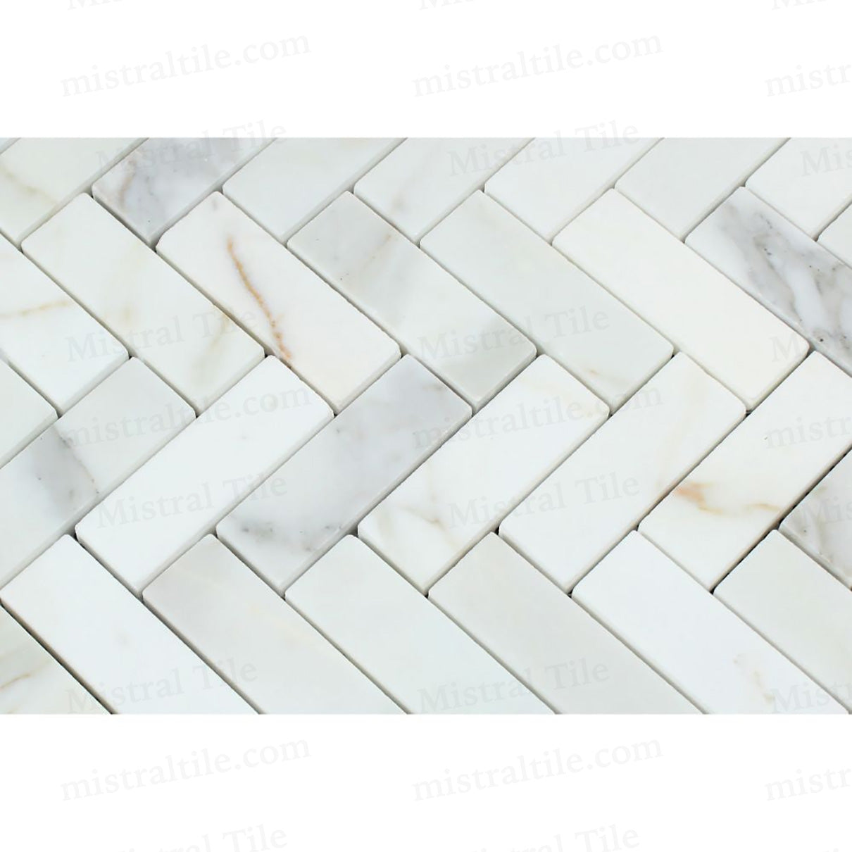 1x3 Polished Calacatta Gold Herringbone Mosaic Flooring