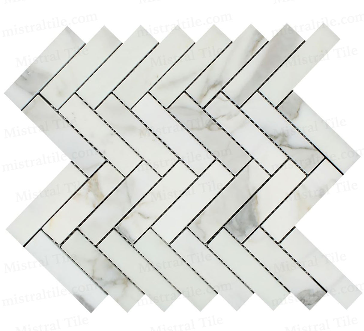 1x4 Zigzag Honed Calacatta Gold Herringbone Mosaics