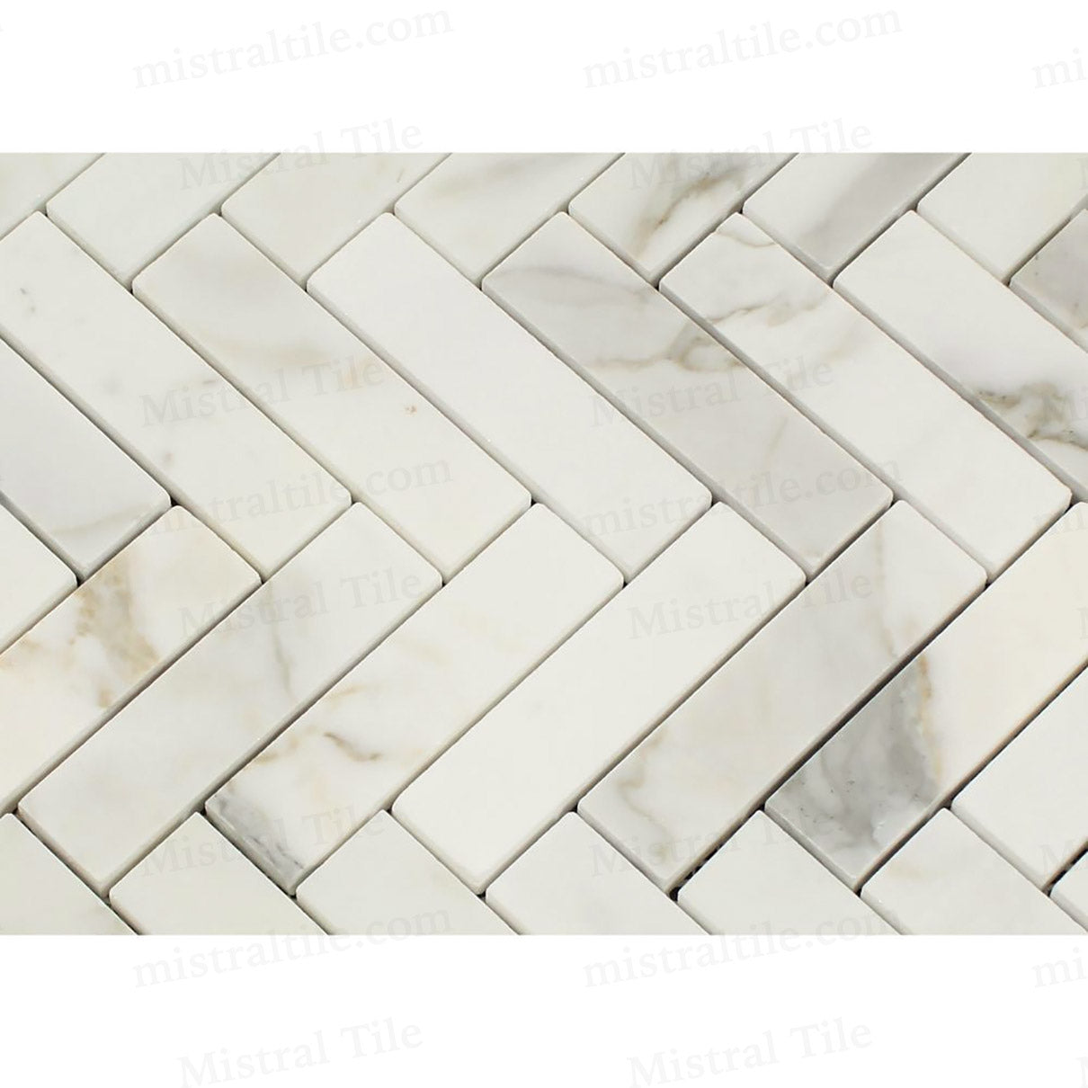 1x4 Polished Calacatta Gold Herringbone Mosaic Flooring