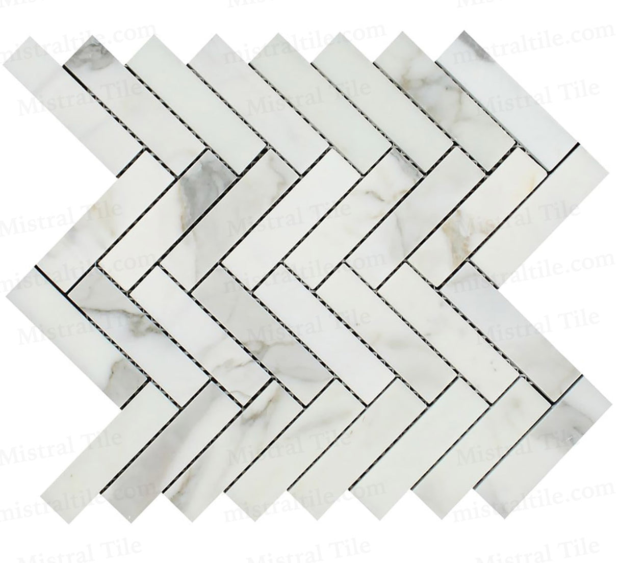 1x4 Polished Calacatta Gold Herringbone Mosaic Tille
