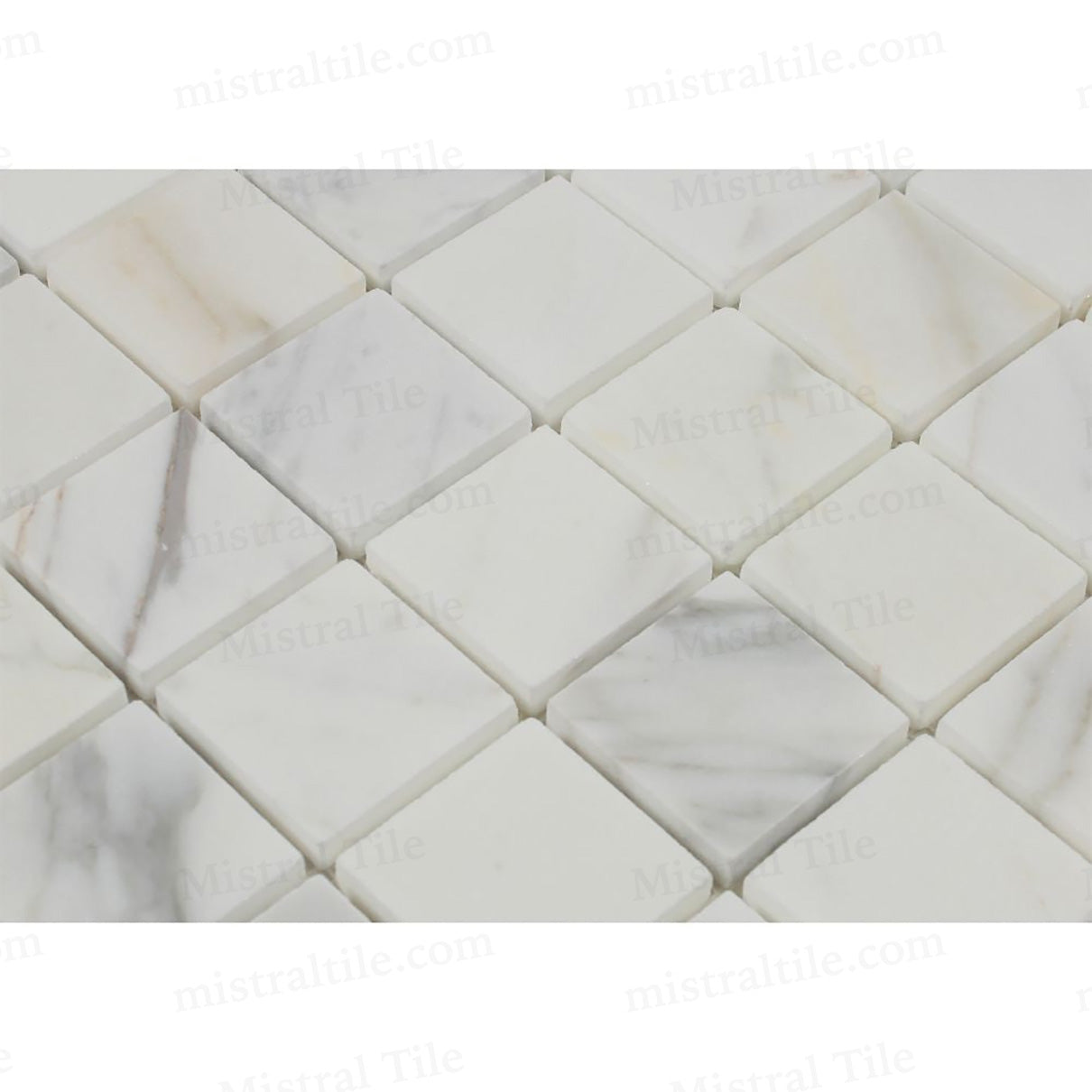 2x2 Honed Calacatta Gold Marble Square Mosaic Flooring