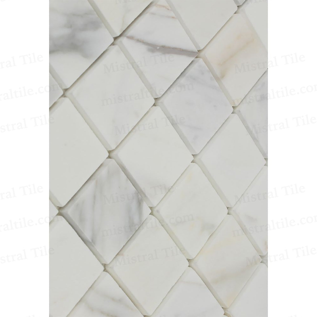 2x2 Honed Calacatta Gold Marble Square Mosaic Wall