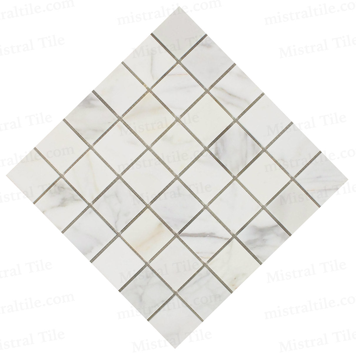 2x2 Honed Calacatta Gold Marble Square Mosaic Tile