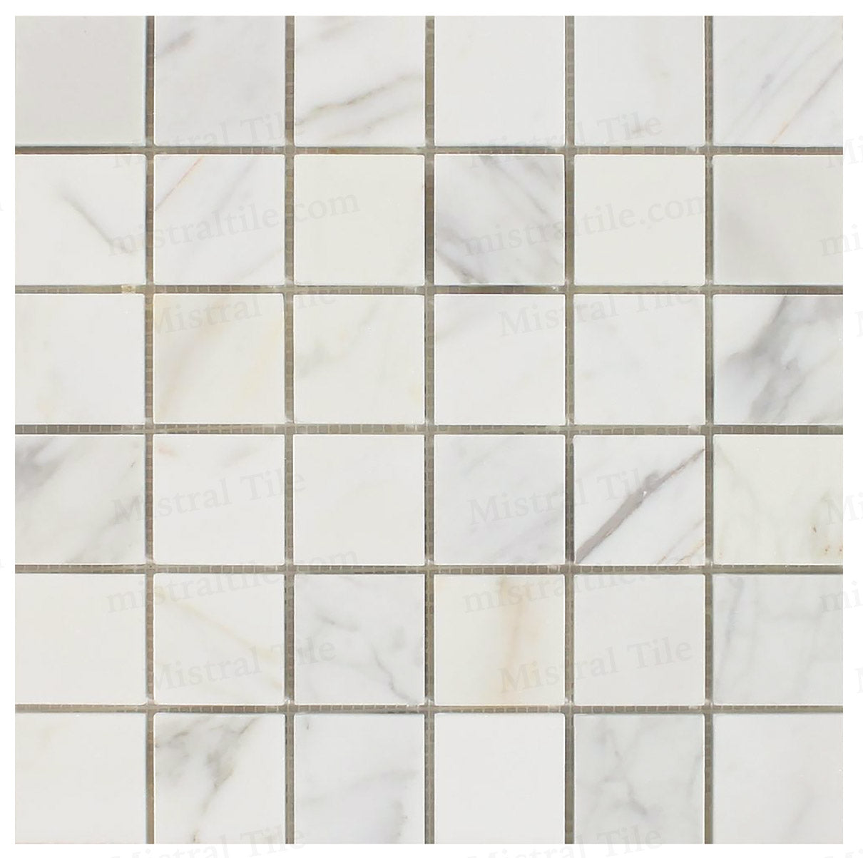 2x2 Polished Calacatta Gold Marble Square Mosaic