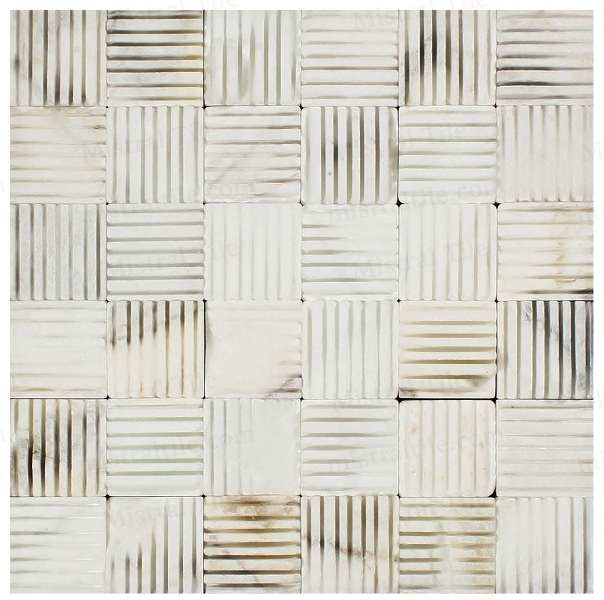 2x2 Split Faced Calacatta Gold Marble Mosaic Tile