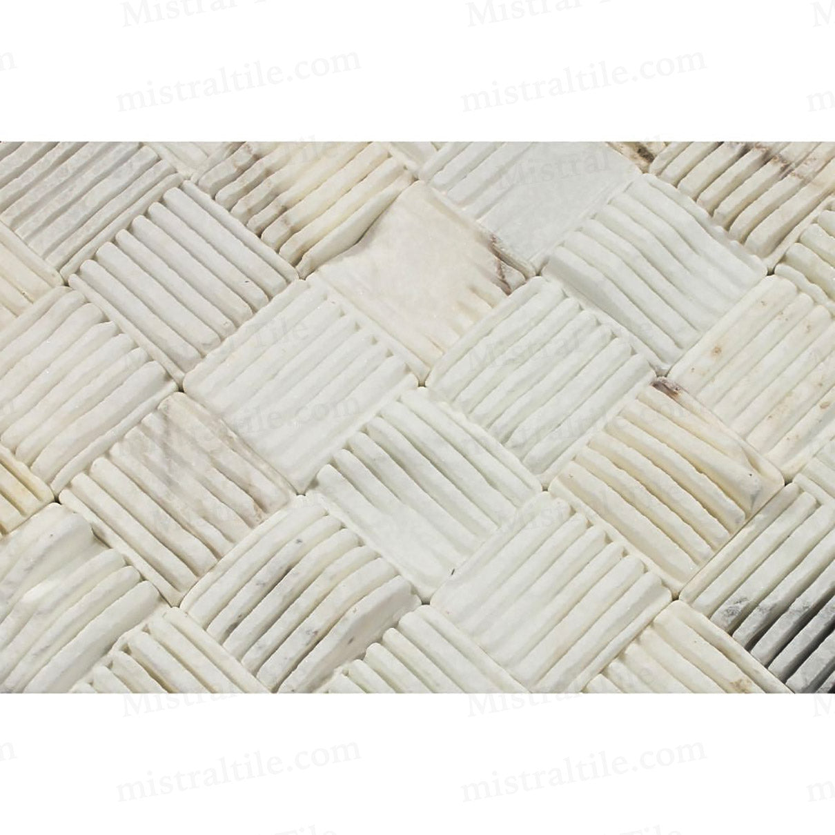 2x2 Split Faced Calacatta Gold Marble Mosaic Tile Details