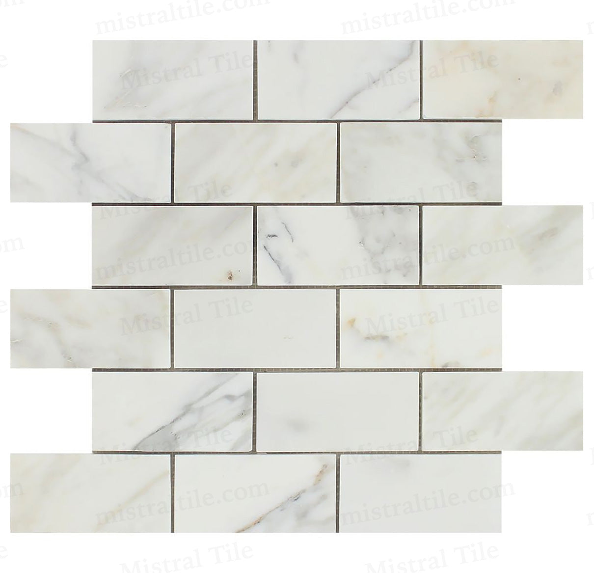 2x4 Honed Calacatta Gold Marble Brick Mosaic Tile