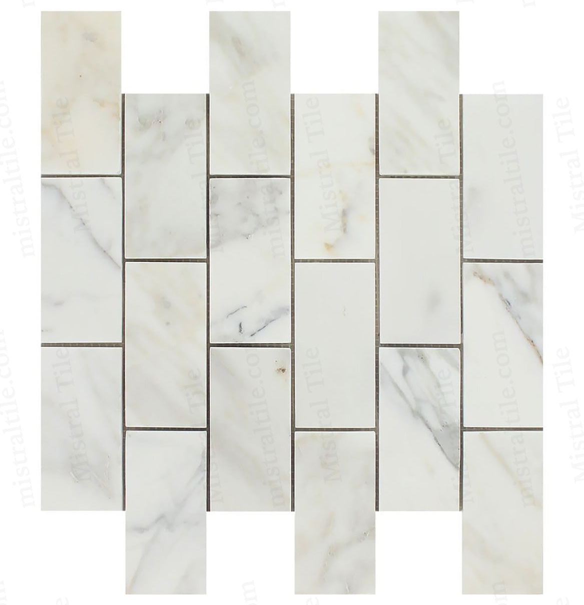 2x4 Honed Calacatta Gold Marble Brick Mosaic Tile Vertical