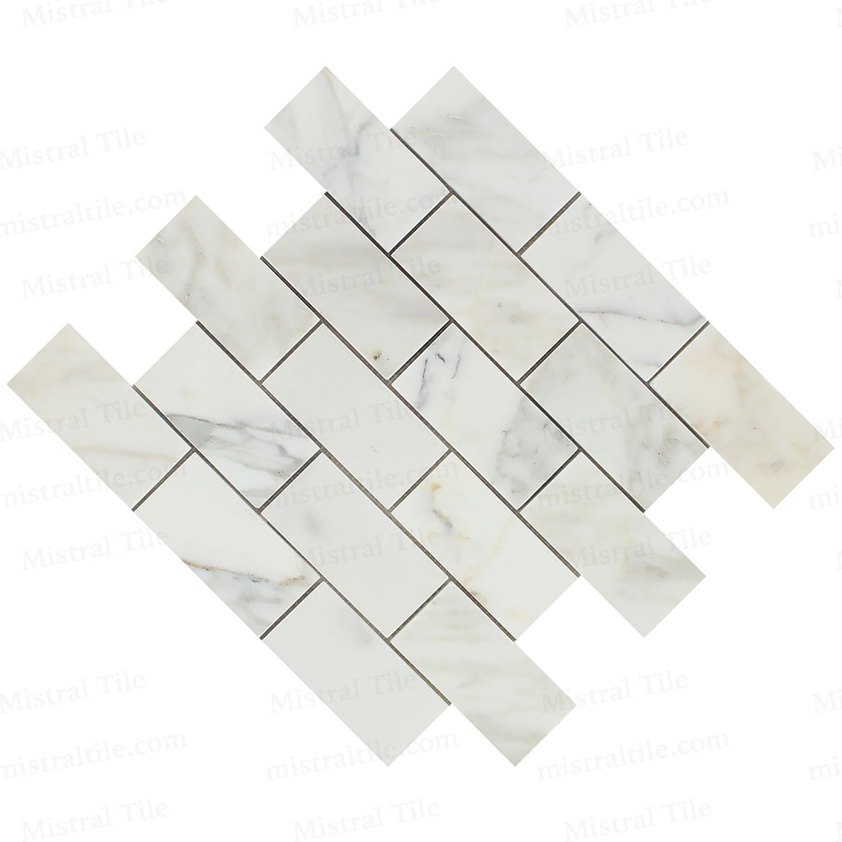 2x4 Honed Calacatta Gold Marble Brick Mosaic Tile Perspective