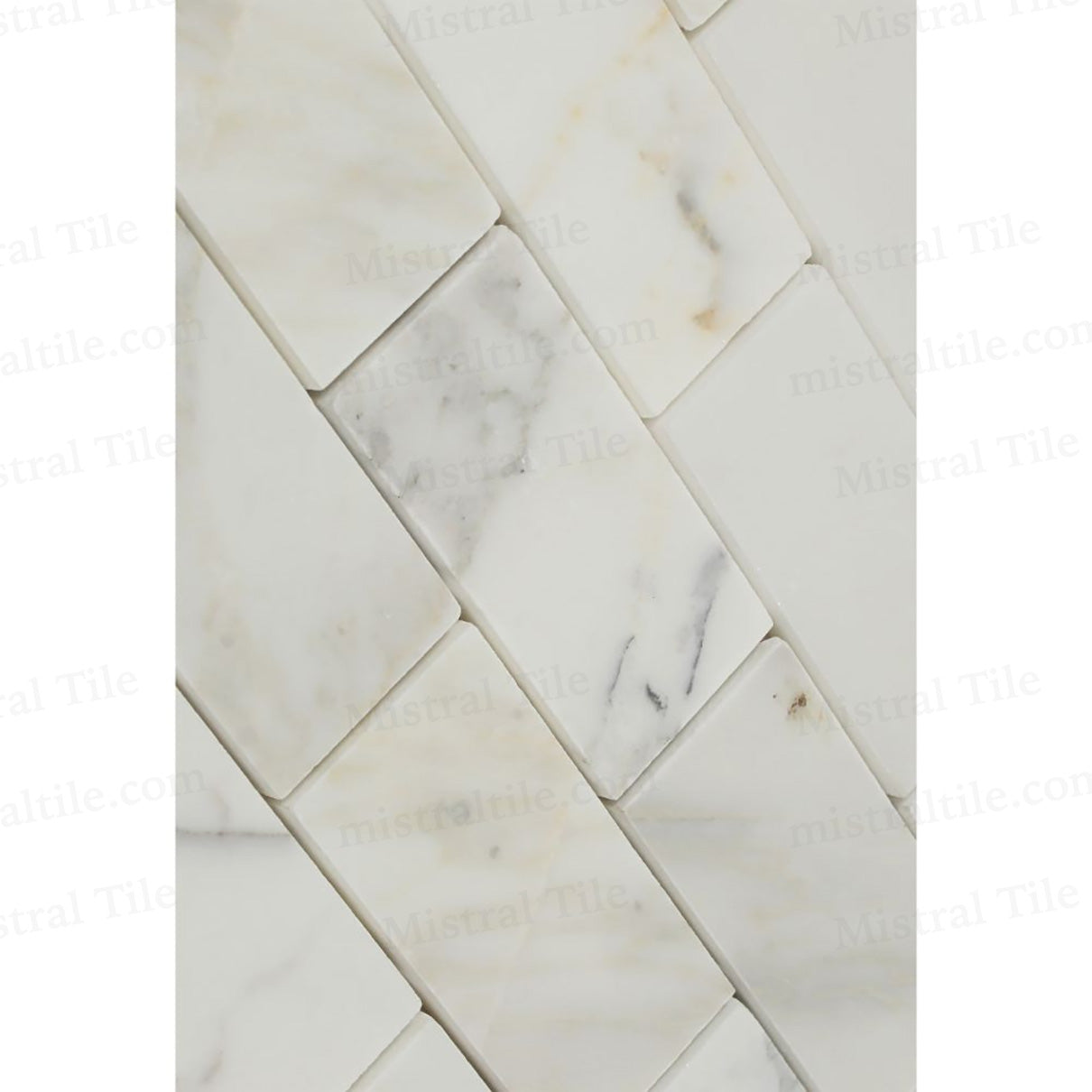2x4 Honed Calacatta Gold Marble Brick Mosaic Tile Wall