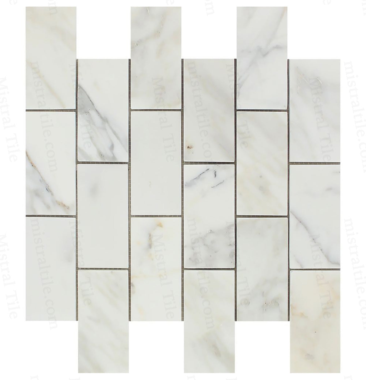 2x4 Polished Calacatta Gold Marble Brick Mosaic Tile Vertical