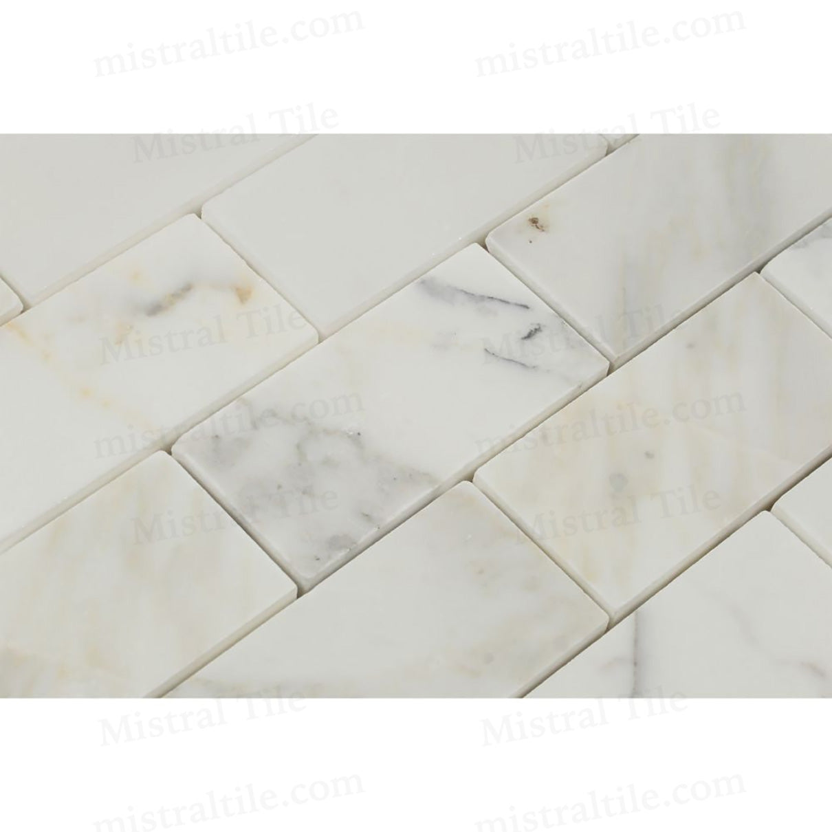 2x4 Polished Calacatta Gold Marble Brick Mosaic Flooring