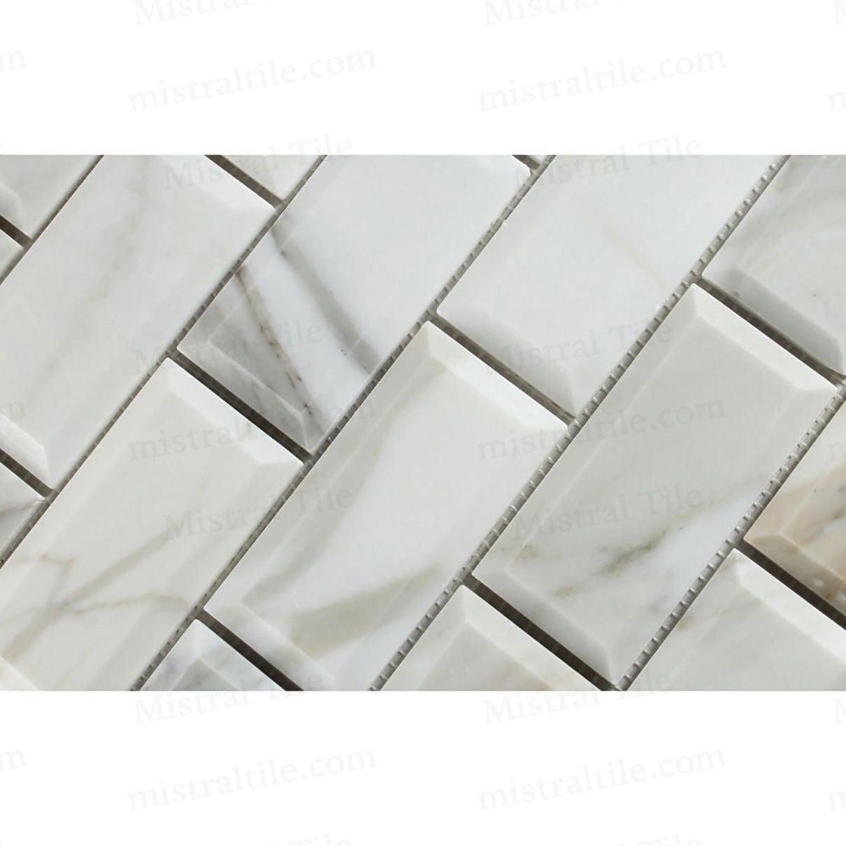 2x4 Polished Calacatta Gold D. Bevel Brick Mosaic Flooring