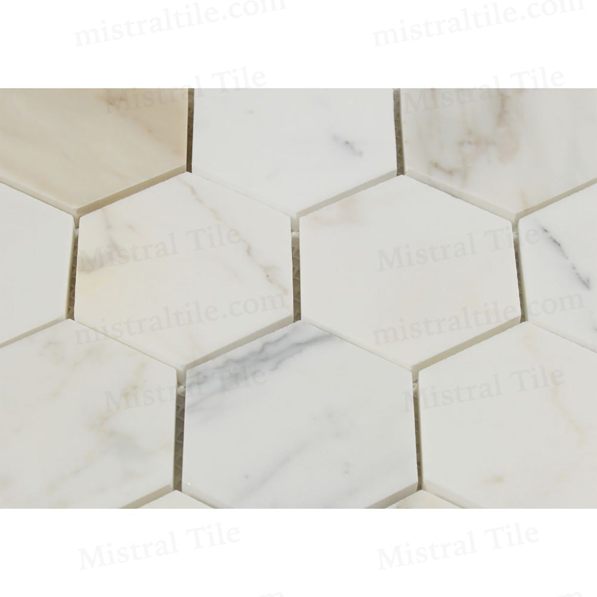 3x3 Polished Calacatta Gold Marble Hexagon Mosaic Flooring