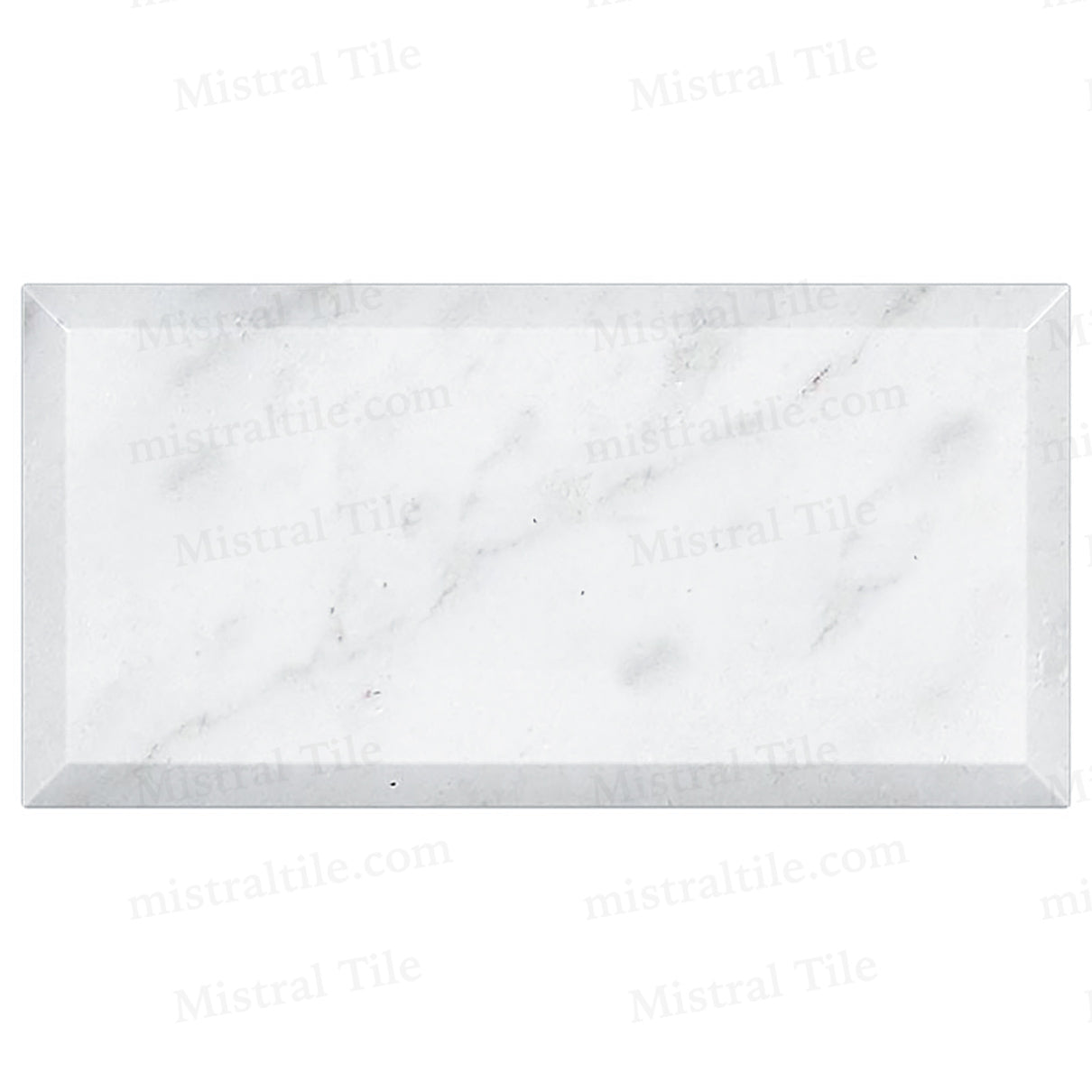 3x6 Honed Deep Beveled Bianco Carrara Marble Tile