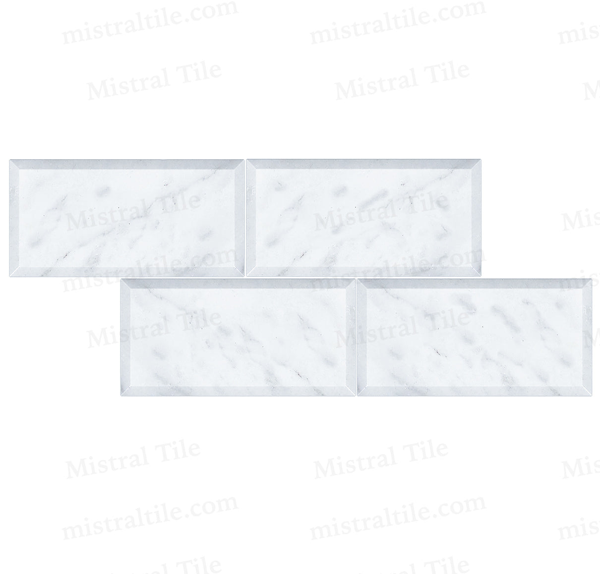 3x6 Polished Deep Beveled Bianco Carrara Marble tiles
