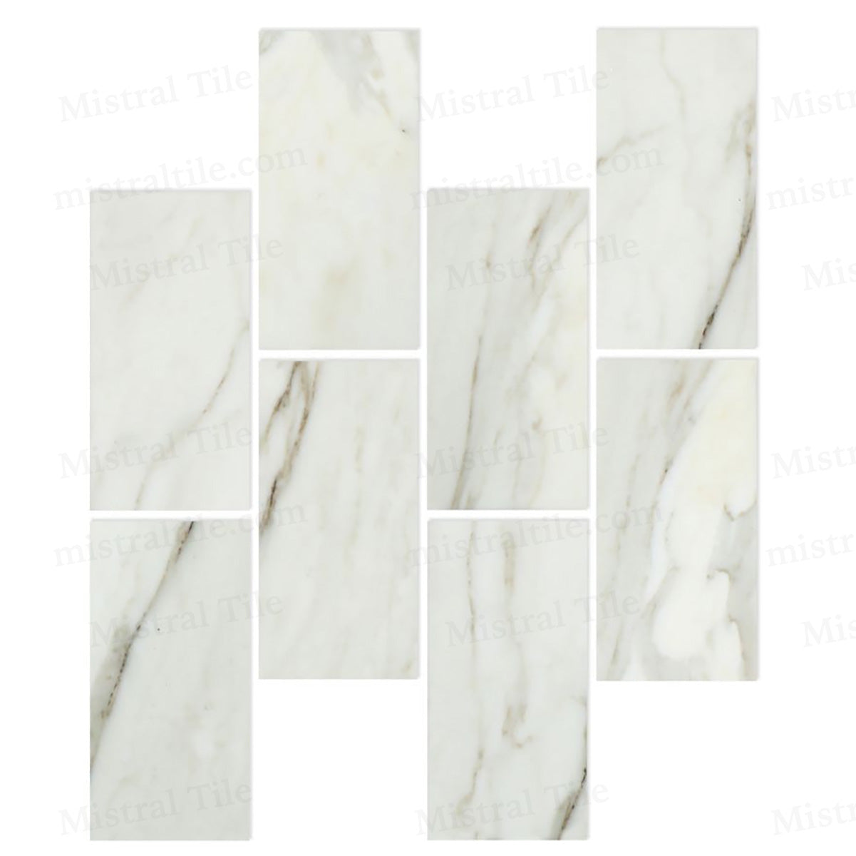 3x6 Polished Italian Calacatta Gold Marble Tiles Vertical