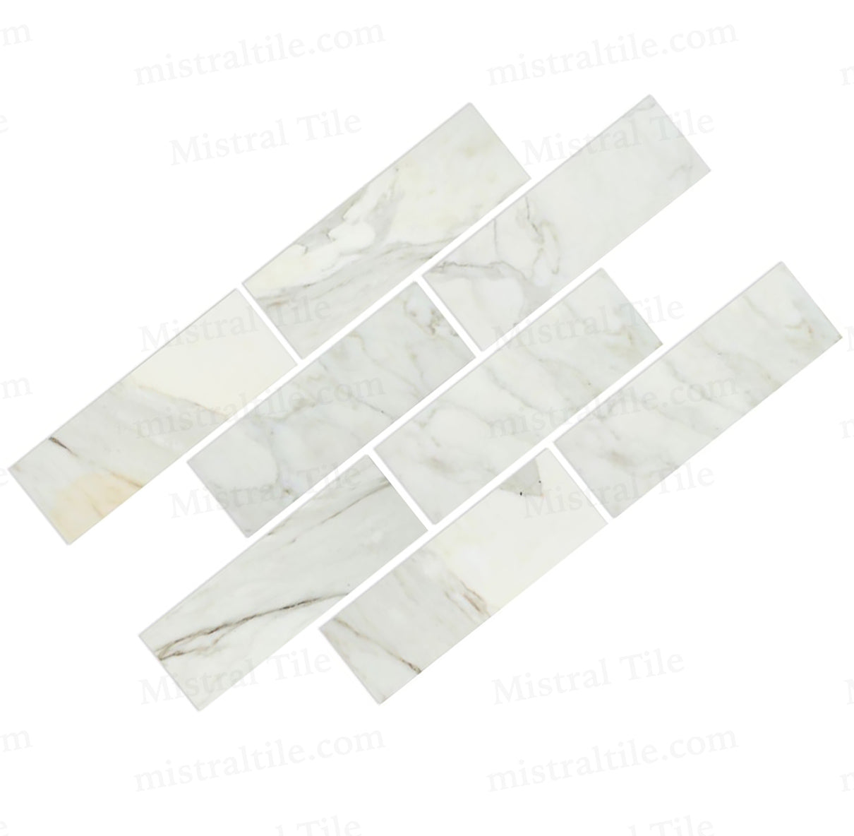 4x12 Honed Italian Calacatta Gold Marble Tiles cross