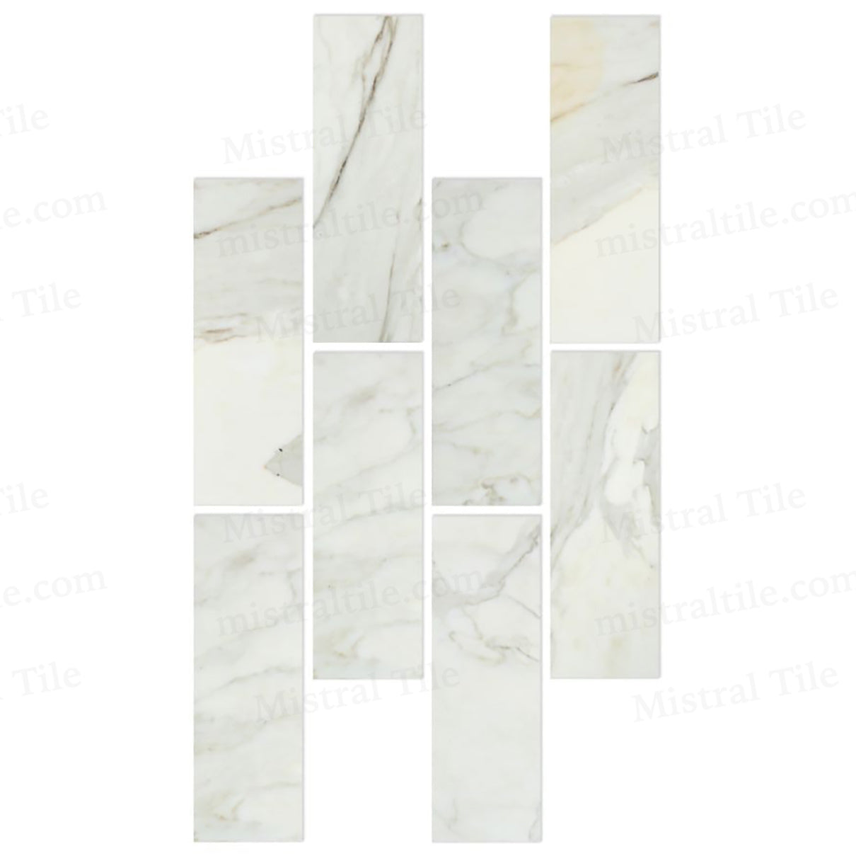 4x12 Polished Italian Calacatta Gold Marble Tiles Vertical