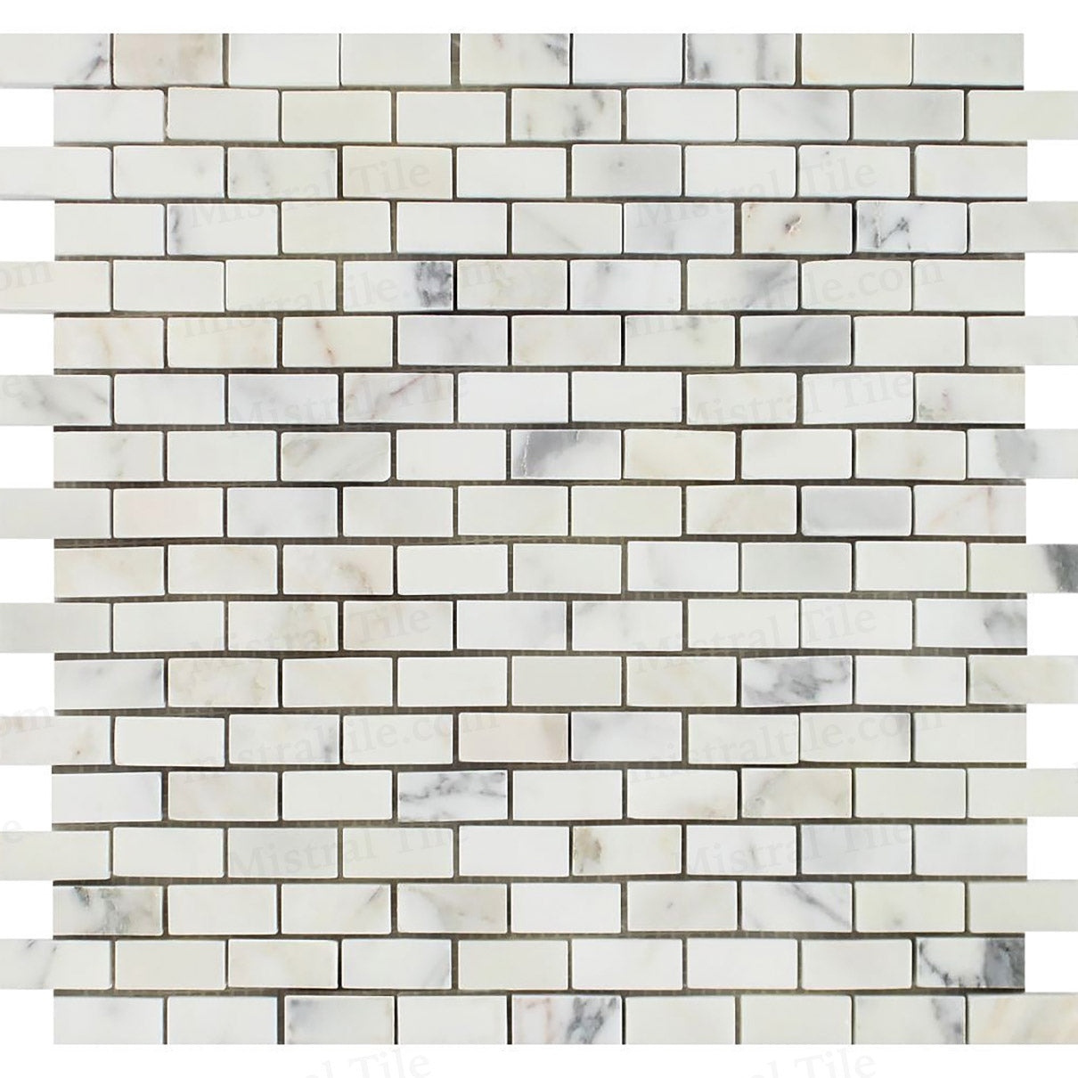 5/8x1 1/4 Polished Calacatta Gold Mini Brick Mosaic