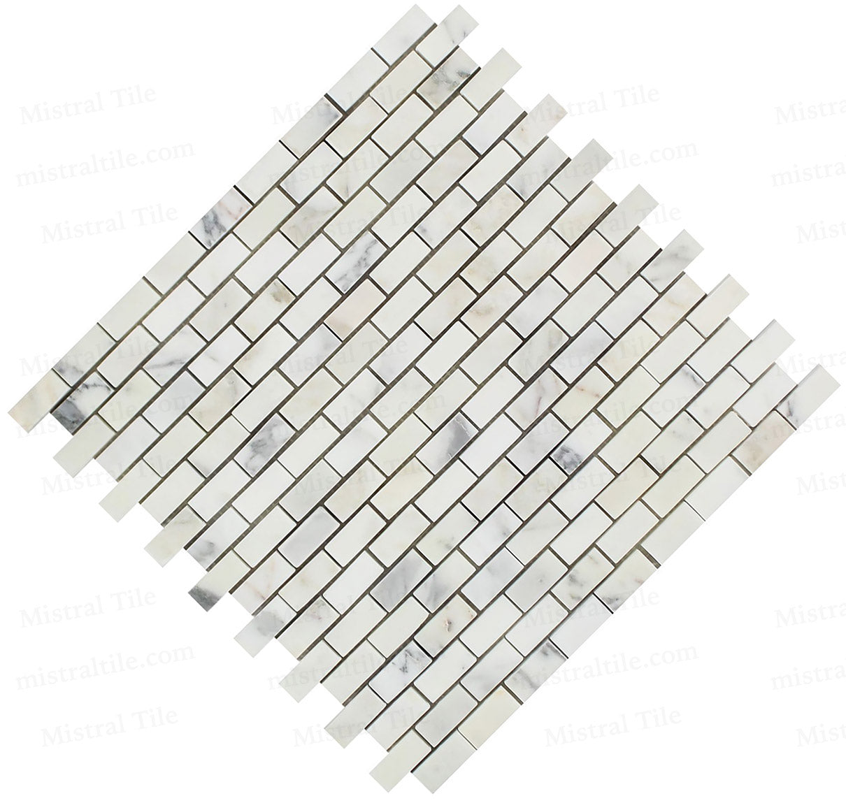 5/8x1 1/4 Polished Calacatta Gold Mini Brick Mosaic Cross Application