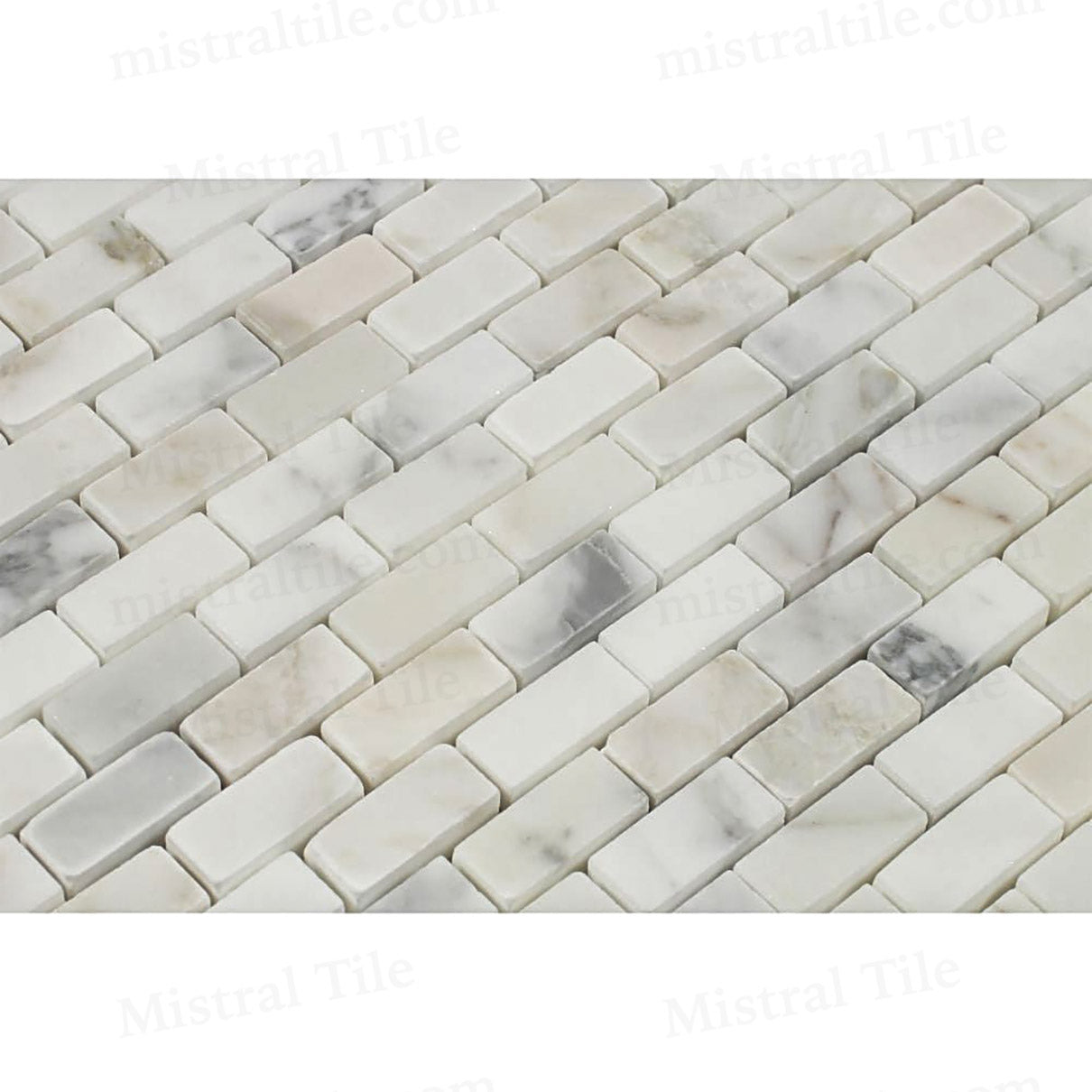 5/8x1 1/4 Polished Calacatta Gold Mini Brick Mosaic Details