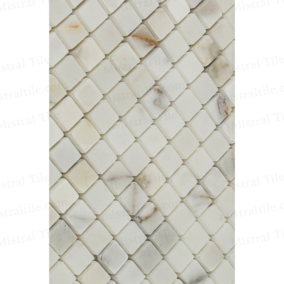 5/8x5/8 Honed Calacatta Gold Marble Square Mosaic Wall