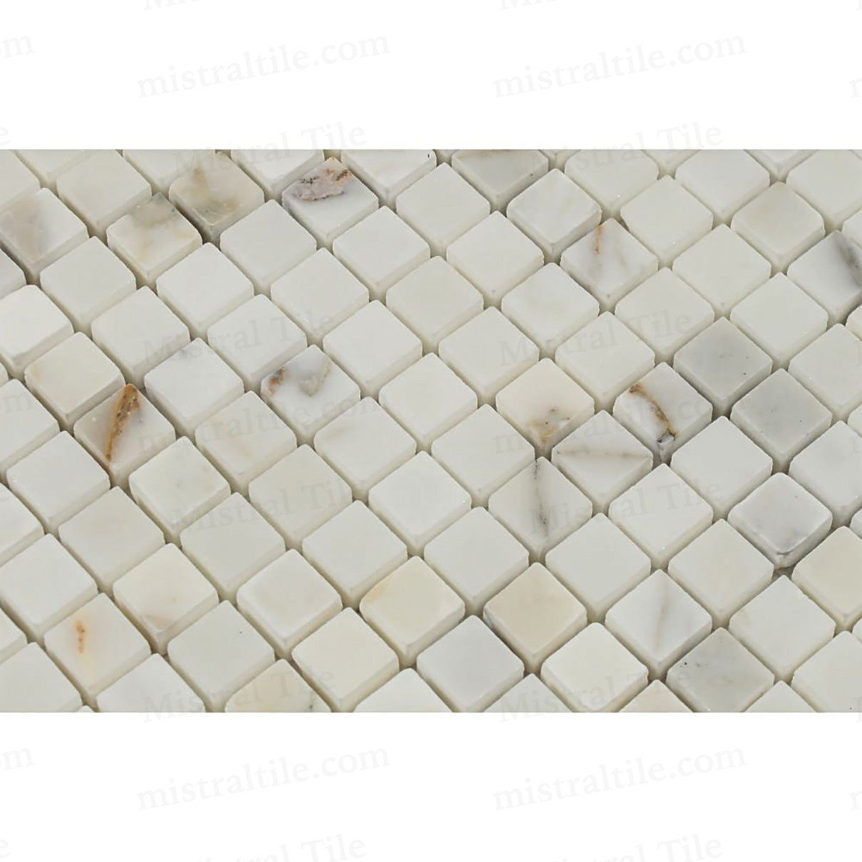 5/8x5/8 Polished Calacatta Gold Square Mosaic Tile Detail