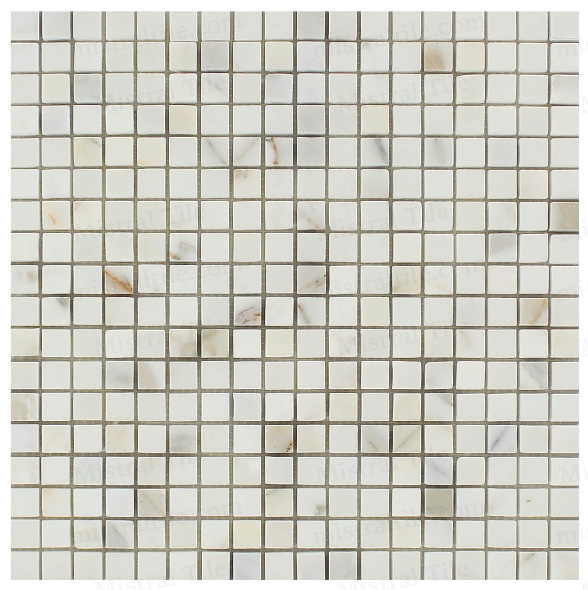 5/8x5/8 Polished Calacatta Gold Square Mosaic Tile