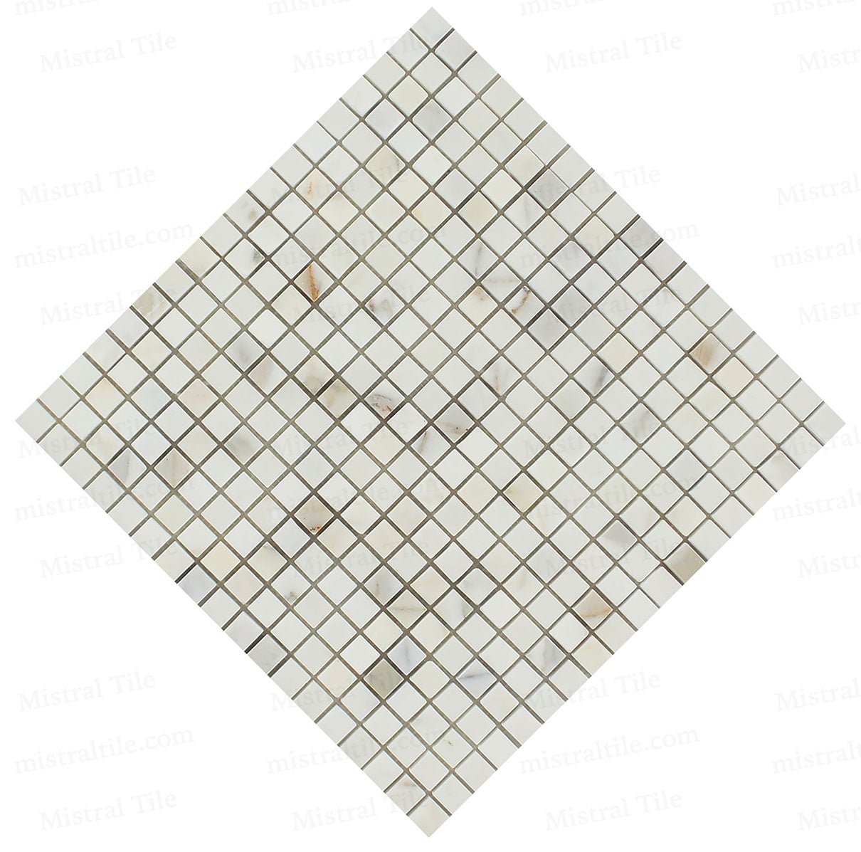 5/8x5/8 Polished Calacatta Gold Square Mosaic Tiles