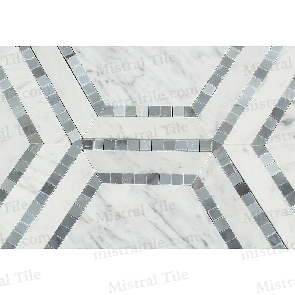 5x5 Honed B. Carrara - Blue Gray Honeycomb Mosaic detail