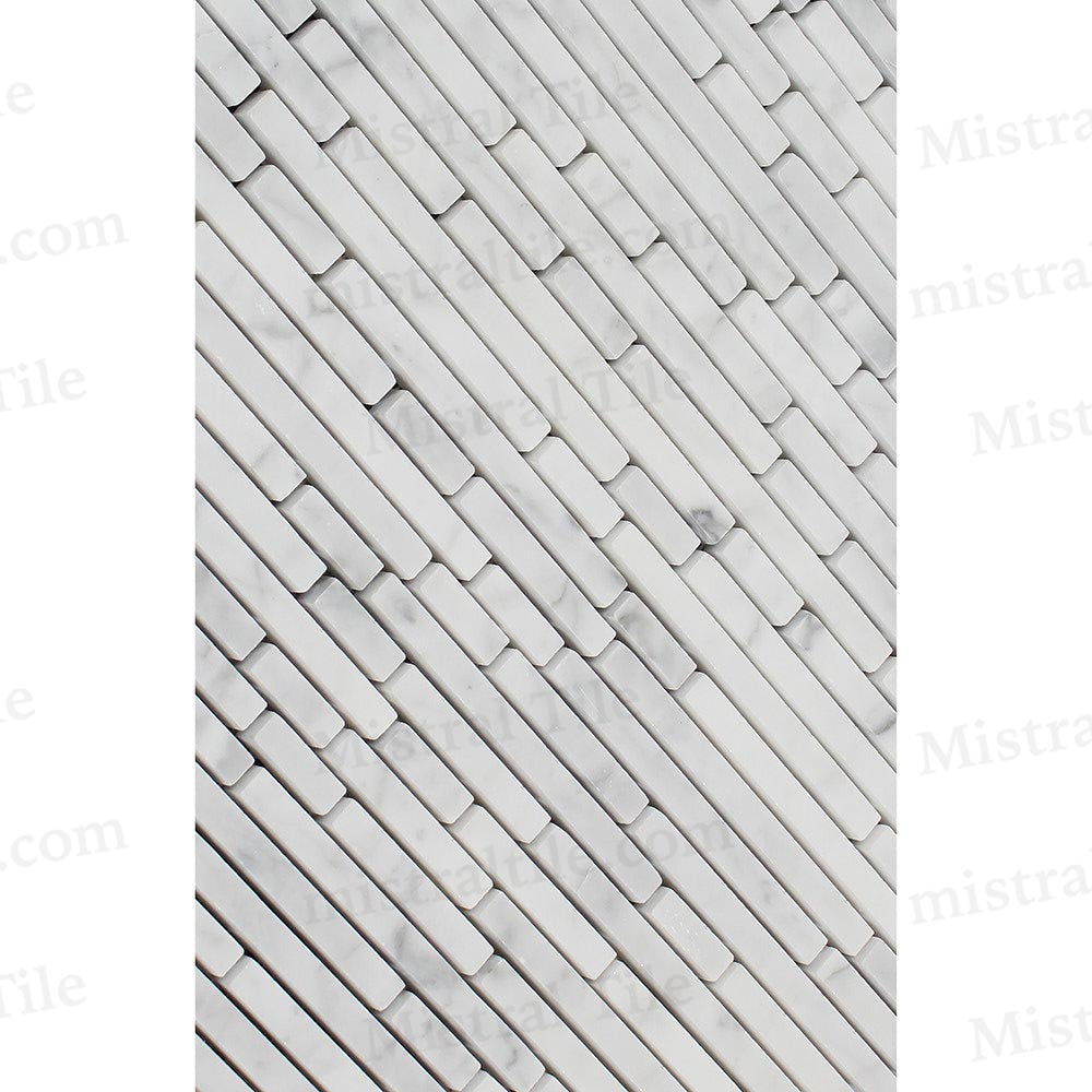 Bamboo Sticks Polished Bianco Carrara Mosaic Cross