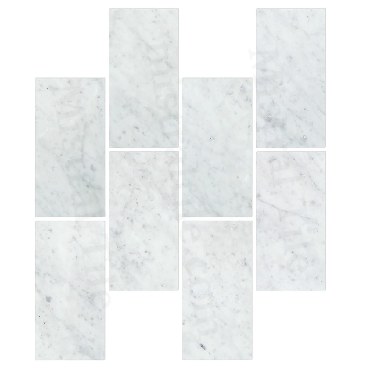 12x24 Premium Honed Bianco Carrara Marble Tile vertical installation view