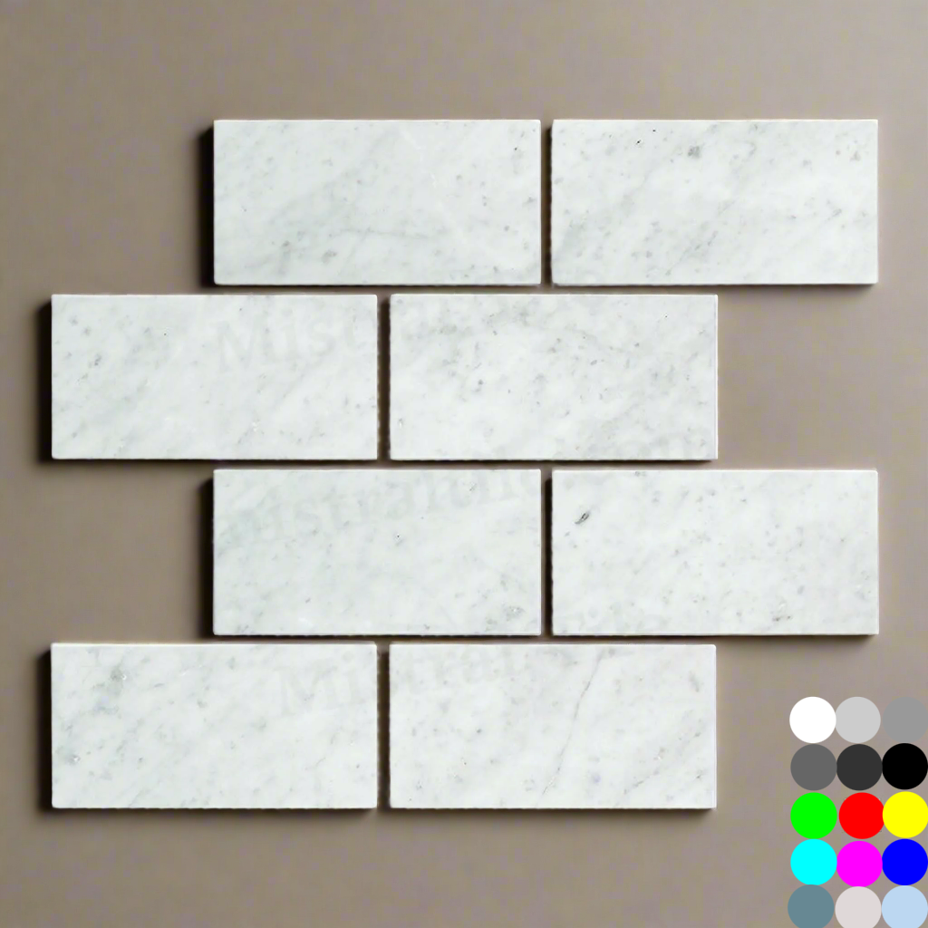 Bianco Carara Tile 3x6 Honed with Color Chart