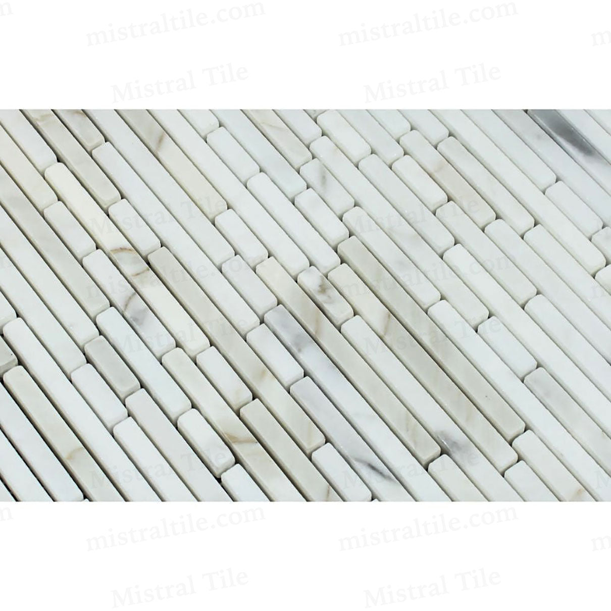 Honed Bamboo Sticks Calacatta Gold Marble Mosaic lines