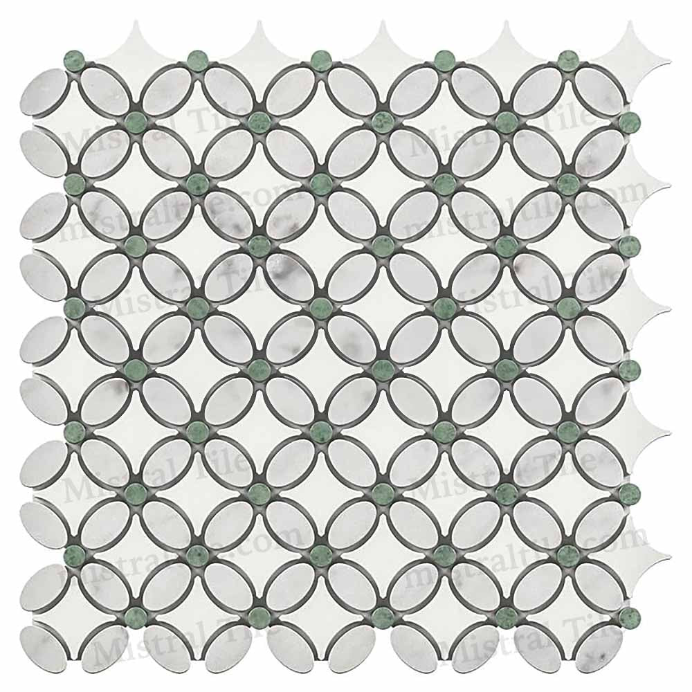 Honed Carrara - Thassos- Ming Green Florida Flower